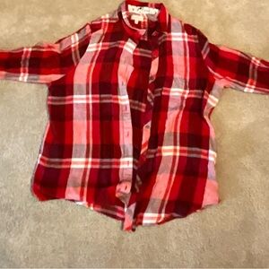 Lucky Brand Kids Red and Pink Plaid Button Down Shirt